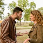 man and woman wearing brown leather jackets